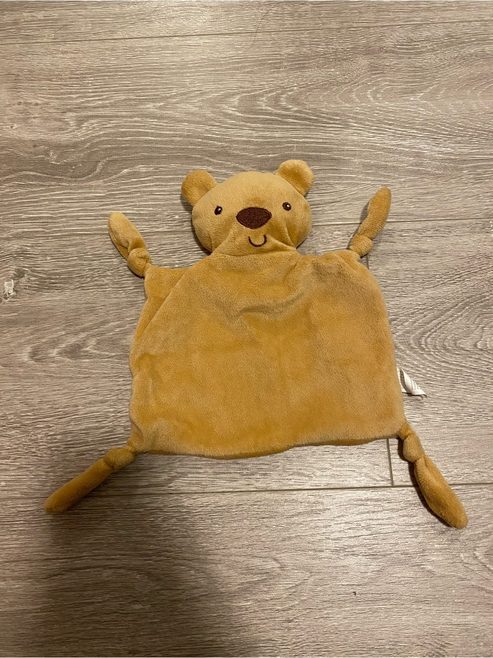 SOLD - Tiny Plush Bear Comforter - Soft Tan Security Blanket for Kids